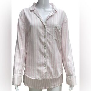 Victoria's Secret Pink & White Striped Cotton Pajama Set